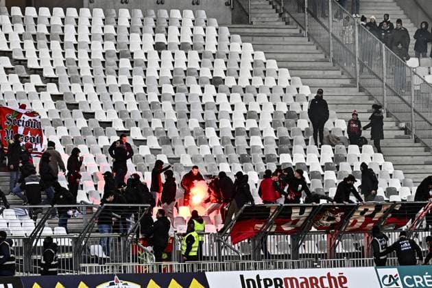 Incidents entre supporters Nicois et Girondins FOOTBALL : Bordeaux vs Nice - 16eme de Finale de la Coupe de France - Bordeaux - 20-01-2024 ThierryBreton Panoramic 
