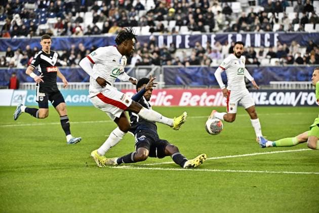 Evann Gessand (ogc) FOOTBALL : Bordeaux vs Nice - 16eme de Finale de la Coupe de France - Bordeaux - 20-01-2024 ThierryBreton Panoramic 