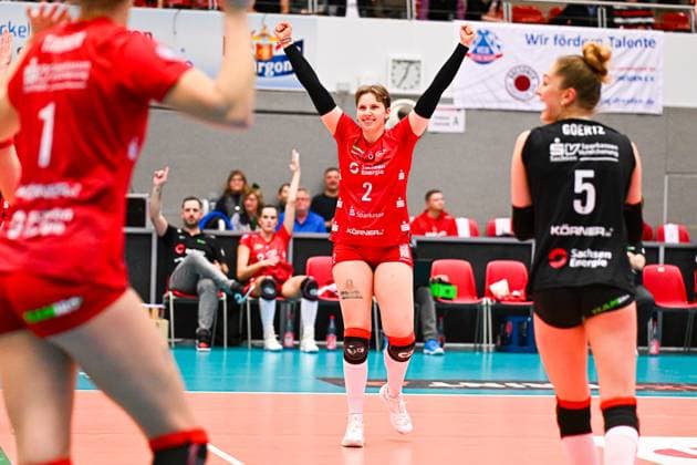 1 Volleyball Bundesliga Women, Dresdner SC vs Allianz MTV Stuttgart, Dresden, 20 01 2024 Larissa Winter Dresdner SC, 2 1 Volleyball Bundesliga Women, Dresdner SC vs Allianz MTV Stuttgart on 20 01 2024 at the Margon Arena Dresden Copyright: xBEAUTIFULxSPORTS Hoepnerx