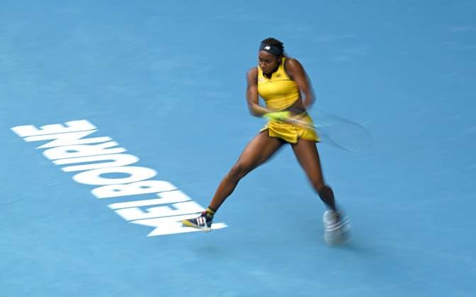 TENNIS AUSTRALIAN OPEN, Coco Gauff of USA is action during her 4th round match against Magdalena Frech of Poland on Day 8 of the 2024 Australian Open at Melbourne Park in Melbourne, Sunday, January 21, 2024. ( NO ARCHIVING, EDITORIAL USE ONLY, NO USE IN BOOKS WITHOUT CONSENT MELBOURNE VICTORIA AUSTRALIA  Copyright: xLUKASxCOCHx 20240121001891644183