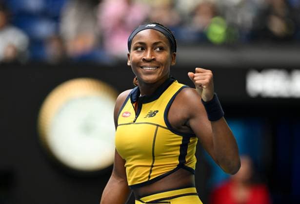 TENNIS AUSTRALIAN OPEN, Coco Gauff of USA celebrates winning her 4th round match against Magdalena Frech of Poland on Day 8 of the 2024 Australian Open at Melbourne Park in Melbourne, Sunday, January 21, 2024. ( NO ARCHIVING, EDITORIAL USE ONLY, NO USE IN BOOKS WITHOUT CONSENT MELBOURNE VICTORIA AUSTRALIA  Copyright: xLUKASxCOCHx 20240121001891648650