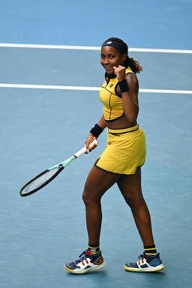 Cori Gauff (USA) celebrates winning her fourth round match Australian Open, Day Eight, Tennis, Melbourne Park, Melbourne, Australia - 21 Jan 2024  Copyright: xJamesxGourley Shutterstockx 14306289ac