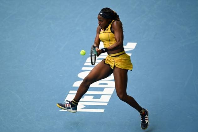 Cori Gauff (USA) in action during her fourth round match Australian Open, Day Eight, Tennis, Melbourne Park, Melbourne, Australia - 21 Jan 2024  Copyright: xJamesxGourley Shutterstockx 14306289v