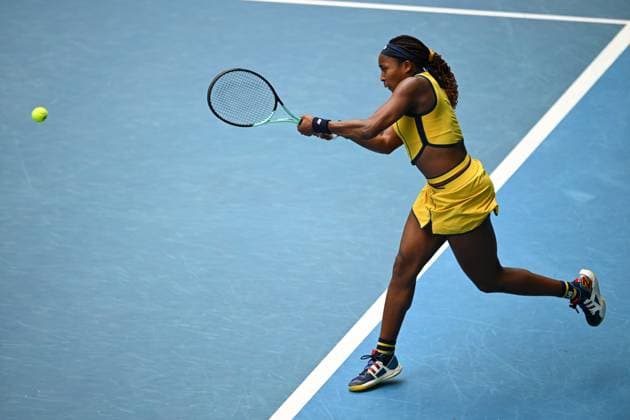 Cori Gauff (USA) in action during her fourth round match Australian Open, Day Eight, Tennis, Melbourne Park, Melbourne, Australia - 21 Jan 2024  Copyright: xJamesxGourley Shutterstockx 14306289s