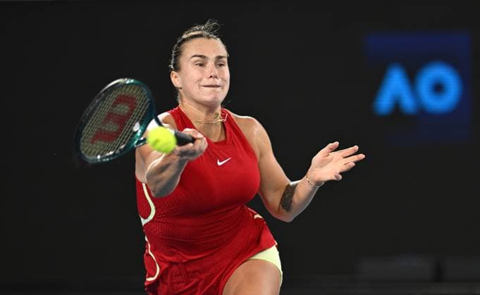 TENNIS AUSTRALIAN OPEN, Aryna Sabalenka of Belarus returns during her 4th round match against Amanda Anisimova of USA on Day 8 of the 2024 Australian Open at Melbourne Park in Melbourne, Sunday, January 21, 2024. ( NO ARCHIVING, EDITORIAL USE ONLY, NO USE IN BOOKS WITHOUT CONSENT MELBOURNE VICTORIA AUSTRALIA  Copyright: xLUKASxCOCHx 20240121001891665379