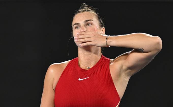 TENNIS AUSTRALIAN OPEN, Aryna Sabalenka of Belarus reacts after winning her 4th round match against Amanda Anisimova of USA on Day 8 of the 2024 Australian Open at Melbourne Park in Melbourne, Sunday, January 21, 2024. ( NO ARCHIVING, EDITORIAL USE ONLY, NO USE IN BOOKS WITHOUT CONSENT MELBOURNE VICTORIA AUSTRALIA  Copyright: xLUKASxCOCHx 20240121001891668810