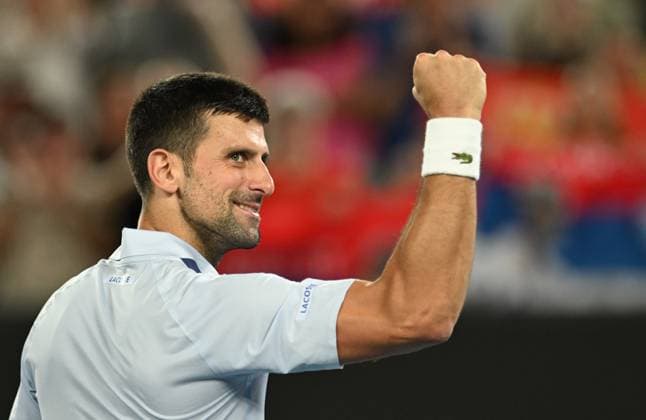 TENNIS AUSTRALIAN OPEN, Novak Djokovic of Serbia reacts after winning his 4th round match against Adrian Mannarino of France on Day 8 of the 2024 Australian Open at Melbourne Park in Melbourne, Sunday, January 21, 2024. ( NO ARCHIVING, EDITORIAL USE ONLY, NO USE IN BOOKS WITHOUT CONSENT MELBOURNE VICTORIA AUSTRALIA  Copyright: xLUKASxCOCHx 20240121001891687448