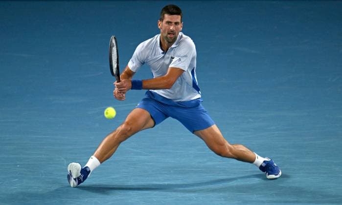 TENNIS AUSTRALIAN OPEN, Novak Djokovic of Serbia returns during his 4th round match against Adrian Mannarino of France on Day 8 of the 2024 Australian Open at Melbourne Park in Melbourne, Sunday, January 21, 2024. ( NO ARCHIVING, EDITORIAL USE ONLY, NO USE IN BOOKS WITHOUT CONSENT MELBOURNE VICTORIA AUSTRALIA  Copyright: xLUKASxCOCHx 20240121001891688329