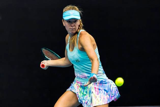 MELBOURNE, VIC - JANUARY 21: Magdalena Frech of Poland in action during the 4th round of the 2024 Australian Open on January 21 2024, at Melbourne Park in Melbourne, Australia. (Photo by Jason Heidrich Icon Sportswire) TENNIS: JAN 21 Australian Open EDITORIAL USE ONLY Icon240121051
