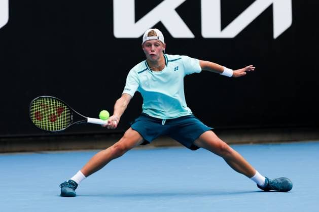 January 21, 2024, Melbourne, Victoria, Australia: MELBOURNE, AUSTRALIA - JANUARY 21: Cruz Hewitt of Australia competes against Alexander Razeghi of the United States in their first round singles match during the 2024 Australian Open Junior Championships at Melbourne Park on January 21, 2024 in Melbourne, Australia Melbourne Australia - ZUMAp121 20240121_zsp_p121_056 Copyright: xChrisxPutnamx