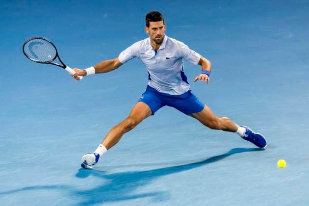 MELBOURNE, VIC - JANUARY 21: Novak Djokovic of Serbia in action during the 4th round of the 2024 Australian Open on January 21 2024, at Melbourne Park in Melbourne, Australia. (Photo by Jason Heidrich Icon Sportswire) TENNIS: JAN 21 Australian Open EDITORIAL USE ONLY Icon240121129