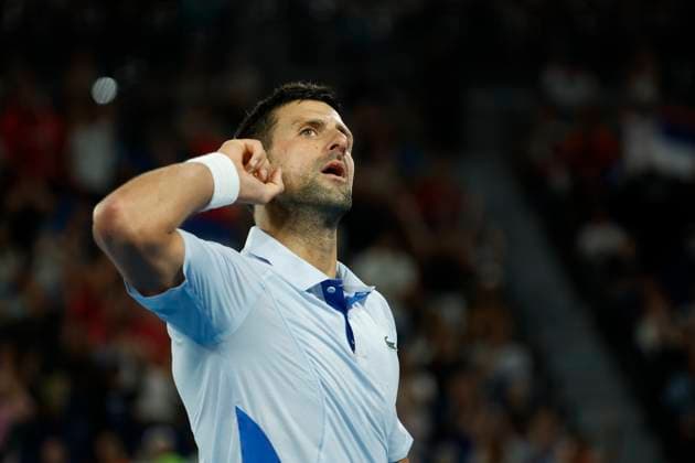 January 21, 2024, Melbourne, Victoria, Australia: Novak Djokovic (SRB) in action during their round four singles match against Adrian Mannarino (FRA) on day eight of the 2024 Australian Open at Melbourne Park on January 21, 2024 in Melbourne, Australia. Melbourne Australia - ZUMAl131 20240121_zsp_l131_028 Copyright: xCiroxDexLucax