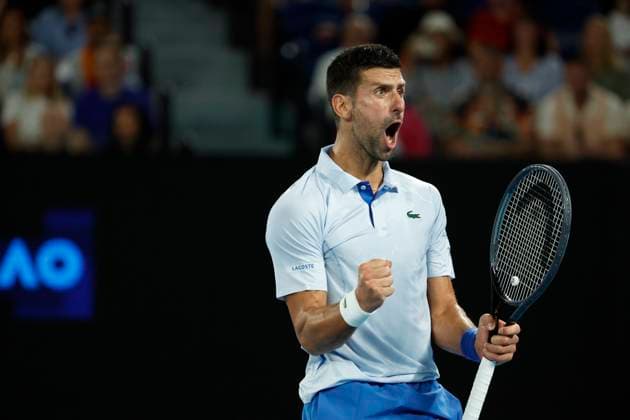 January 21, 2024, Melbourne, Victoria, Australia: Novak Djokovic (SRB) in action during their round four singles match against Adrian Mannarino (FRA) on day eight of the 2024 Australian Open at Melbourne Park on January 21, 2024 in Melbourne, Australia. Melbourne Australia - ZUMAl131 20240121_zsp_l131_033 Copyright: xCiroxDexLucax