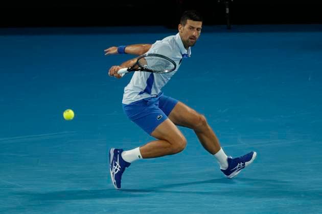 January 21, 2024, Melbourne, Victoria, Australia: Novak Djokovic (SRB) in action during their round four singles match against Adrian Mannarino (FRA) on day eight of the 2024 Australian Open at Melbourne Park on January 21, 2024 in Melbourne, Australia. Melbourne Australia - ZUMAl131 20240121_zsp_l131_034 Copyright: xCiroxDexLucax