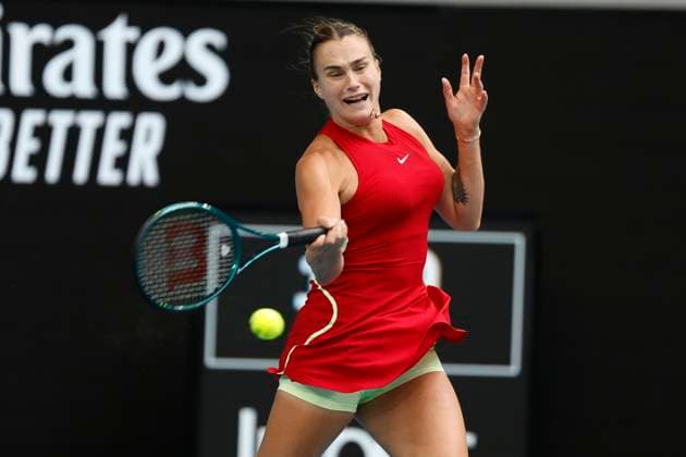 January 21, 2024, Melbourne, Victoria, Australia: Aryna Sabalenka) in action during their round four singles match against Amanda Anisimova (USA on day eight of the 2024 Australian Open at Melbourne Park on January 21, 2024 in Melbourne, Australia. Melbourne Australia - ZUMAl131 20240121_zsp_l131_040 Copyright: xCiroxDexLucax