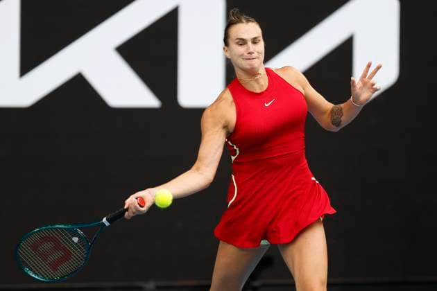 January 21, 2024, Melbourne, Victoria, Australia: Aryna Sabalenka) in action during their round four singles match against Amanda Anisimova (USA on day eight of the 2024 Australian Open at Melbourne Park on January 21, 2024 in Melbourne, Australia. Melbourne Australia - ZUMAl131 20240121_zsp_l131_048 Copyright: xCiroxDexLucax