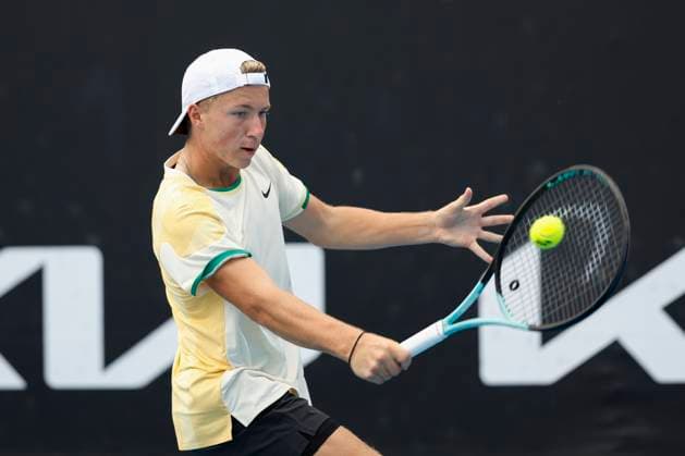 Max Schoenhaus GER , Boys Singles BS, Australian Open 2024, Melbourne Park, Melbourne, Victoria, Australia Copyright: xJuergenxHasenkopfx