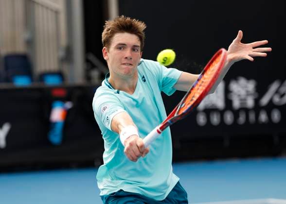 Max Stenzer GER , Boys Singles BS, Australian Open 2024, Melbourne Park, Melbourne, Victoria, Australia Copyright: xJuergenxHasenkopfx