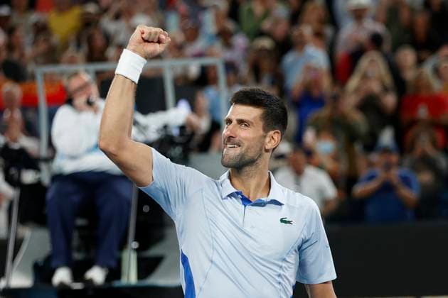 2024 Australian Open - Day 8 Novak Djokovic of Serbia is in action during his round four singles match against Adrian Mannarino of France on day eight of the 2024 Australian Open at Melbourne Park in Melbourne, Australia, on January 21, 2024. Melbourne Victoria Australia  Copyright: xCiroxDexLucax originalFilename:deluca-2024aust240121_npNhW.jpg