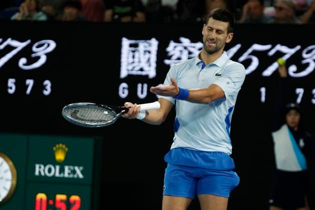 2024 Australian Open - Day 8 Novak Djokovic of Serbia is in action during his round four singles match against Adrian Mannarino of France on day eight of the 2024 Australian Open at Melbourne Park in Melbourne, Australia, on January 21, 2024. Melbourne Victoria Australia  Copyright: xCiroxDexLucax originalFilename:deluca-2024aust240121_nphZp.jpg