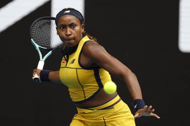 International Tennis match - Australian Open Coco Gauff (USA) in action during their round four singles match against Magdalena Frech (POL) during Australian Open, International Tennis match in Melbourne, Australia, January 21 2024 Melbourne Australia  Copyright: xIPAxSport ABACAx