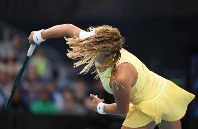TENNIS AUSTRALIAN OPEN, Mirra Andreeva of Russia in action during her 4th round match against Barbora Krejcikova of Czech Republic on Day 8 of the 2024 Australian Open at Melbourne Park in Melbourne, Sunday, January 21, 2024. ( NO ARCHIVING, EDITORIAL USE ONLY, NO USE IN BOOKS WITHOUT CONSENT MELBOURNE VICTORIA AUSTRALIA  Copyright: xJAMESxROSSx 20240121001891712854