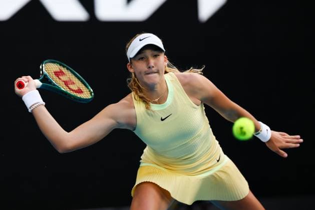 January 21, 2024, Melbourne, Victoria, Australia: MELBOURNE, AUSTRALIA - JANUARY 21: Mirra Andreeva of Russia plays against Barbora Krejcikova of Czech Republic on day 8 of the 2024 Australian Open at Melbourne Park on January 21, 2024 in Melbourne, Australia. Melbourne Australia - ZUMAp121 20240121_zsp_p121_112 Copyright: xChrisxPutnamx