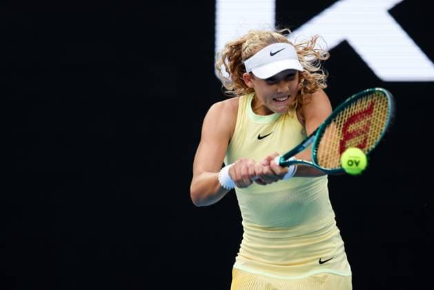 January 21, 2024, Melbourne, Victoria, Australia: MELBOURNE, AUSTRALIA - JANUARY 21: Mirra Andreeva of Russia plays against Barbora Krejcikova of Czech Republic on day 8 of the 2024 Australian Open at Melbourne Park on January 21, 2024 in Melbourne, Australia. Melbourne Australia - ZUMAp121 20240121_zsp_p121_125 Copyright: xChrisxPutnamx