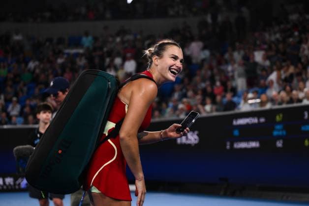 Aryna Sabalenka (BLR) celebrates winning her fourth round match Australian Open, Day Eight, Tennis, Melbourne Park, Melbourne, Australia - 21 Jan 2024  Copyright: xJamesxGourley Shutterstockx 14306289bg