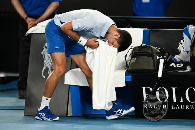 Novak Djokovic (SRB) during his fourth round match Australian Open, Day Eight, Tennis, Melbourne Park, Melbourne, Australia - 21 Jan 2024  Copyright: xJamesxGourley Shutterstockx 14306289bx
