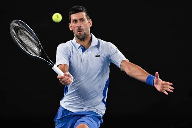 Novak Djokovic (SRB) during his fourth round match Australian Open, Day Eight, Tennis, Melbourne Park, Melbourne, Australia - 21 Jan 2024  Copyright: xJamesxGourley Shutterstockx 14306289bs