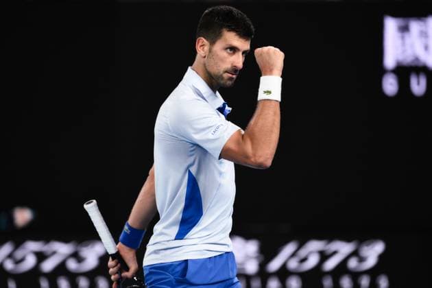 Novak Djokovic (SRB) celebrates during his fourth round match Australian Open, Day Eight, Tennis, Melbourne Park, Melbourne, Australia - 21 Jan 2024  Copyright: xJamesxGourley Shutterstockx 14306289dc