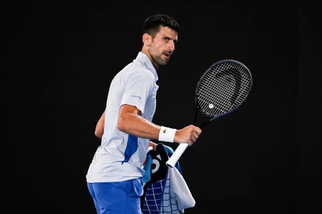 Novak Djokovic (SRB) celebrates during his fourth round match Australian Open, Day Eight, Tennis, Melbourne Park, Melbourne, Australia - 21 Jan 2024  Copyright: xJamesxGourley Shutterstockx 14306289da