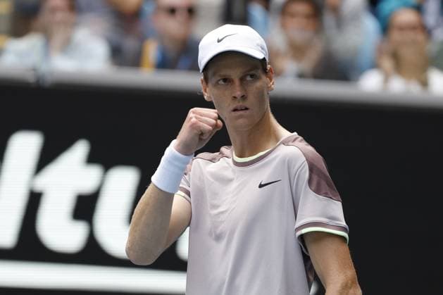 Jannik Sinner ( ITA) during their round four singles match againstKaren Khachanov during Australian Open, International Tennis match in Melbourne, Australia, January 21 2024  Copyright: xAgnxFoto IPAxSportx xipa-agency.x xx IPA_42842626 IPA_Agency_IPA42842626