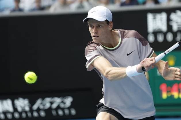 Jannik Sinner ( ITA) during their round four singles match againstKaren Khachanov during Australian Open, International Tennis match in Melbourne, Australia, January 21 2024  Copyright: xAgnxFoto IPAxSportx xipa-agency.x xx IPA_42842640 IPA_Agency_IPA42842640