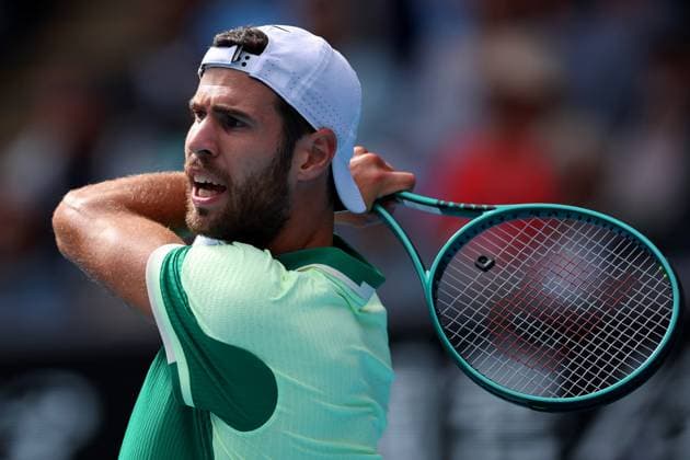 Karen Khachanov of Russia in action Australian Open, Day Eight, Tennis, Melbourne Park, Melbourne, Australia - 21 Jan 2024  Copyright: xEllaxLing Shutterstockx 14306288cs