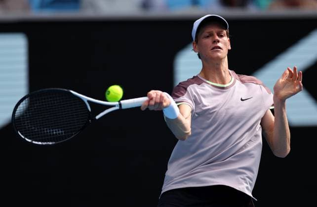 Jannik Sinner of Italy in action Australian Open, Day Eight, Tennis, Melbourne Park, Melbourne, Australia - 21 Jan 2024  Copyright: xEllaxLing Shutterstockx 14306288co