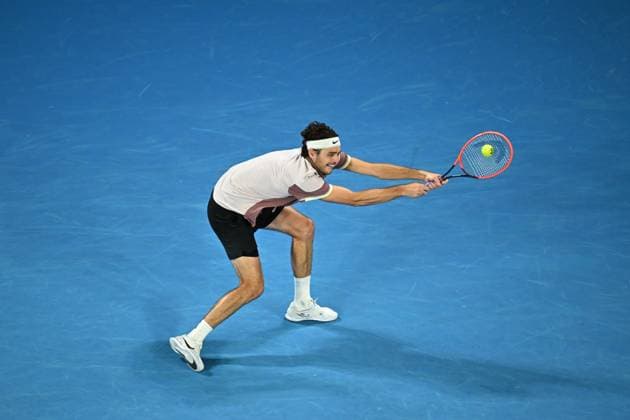 2024 Australian Open - Melbourne Taylor Fritz (USA) during his fourth round match at the 2024 Australian Open at Melbourne Park in Melbourne, Australia, on January 21, 2024. Photo by Corinne Dubreuil ABACAPRESS.COM Melbourne Australia  Copyright: xDubreuilxCorinne ABACAx