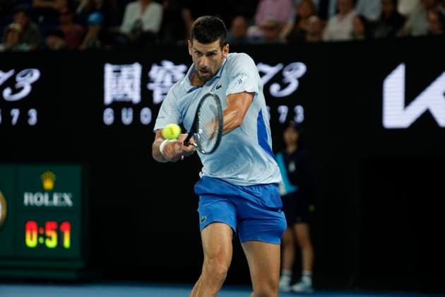 21st January 2024; Melbourne Park, Melbourne, Victoria, Australia; Australian Open Tennis Championship Day 8; Novak Djokovic (SRB) in action during the round four singles match against Adrian Mannarino (FRA)  ActionPlus12599956 NaFoto