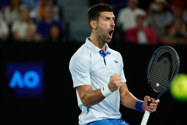 21st January 2024; Melbourne Park, Melbourne, Victoria, Australia; Australian Open Tennis Championship Day 8; Novak Djokovic (SRB) celebrates during the round four singles match against Adrian Mannarino (FRA)  ActionPlus12599961 NaFoto