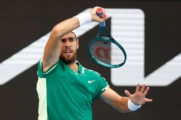 21st January 2024; Melbourne Park, Melbourne, Victoria, Australia; Australian Open Tennis Championship Day 8; Karen Khachanov in action during the round four singles match against Jannik Sinner ( ITA)  ActionPlus12600013 NaFoto
