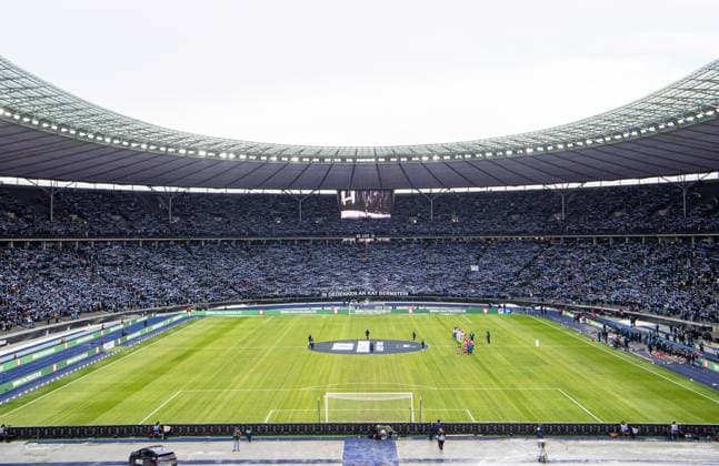 Football, Men, Season 2023 2024, 2 Bundesliga 18 Matchday , Hertha BSC Fortuna Düsseldorf, In memory of the late president Kay Bernstein Hertha BSC , in the picture fans of Hertha with banner In memory of Kay Bernstein, 21 01 2024, Copyright: xMatthiasxKochx