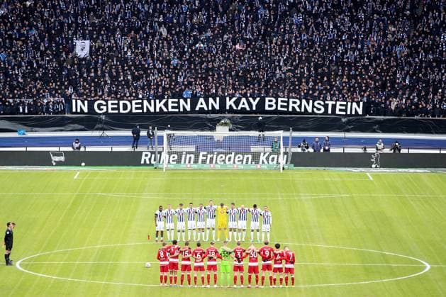 21 01 2024, xtgx, Soccer 2 Bundesliga, Hertha BSC Berlin Fortuna Duesseldorf emspor, v l minute of silence for the late President President Kay Bernstein Hertha BSC Berlin DFL DFB REGULATIONS PROHIBIT ANY USE OF PHOTOGRAPHS as IMAGE SEQUENCES and or QUASI VIDEO Berlin