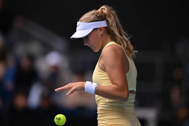Mirra Andreeva during her fourth round match Australian Open, Day Eight, Tennis, Melbourne Park, Melbourne, Australia - 21 Jan 2024  Copyright: xJamesxGourley Shutterstockx 14306289gl