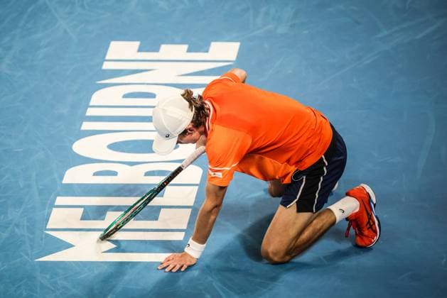 January 21, 2024, Melbourne, Victoria, Australia: MELBOURNE, AUSTRALIA - JANUARY 21: Alex de Minaur of Australia plays Andrey Rublev of Russia on day 8 of the 2024 Australian Open at Melbourne Park on January 21, 2024 in Melbourne, Australia. Melbourne Australia - ZUMAp121 20240121_zsp_p121_152 Copyright: xChrisxPutnamx