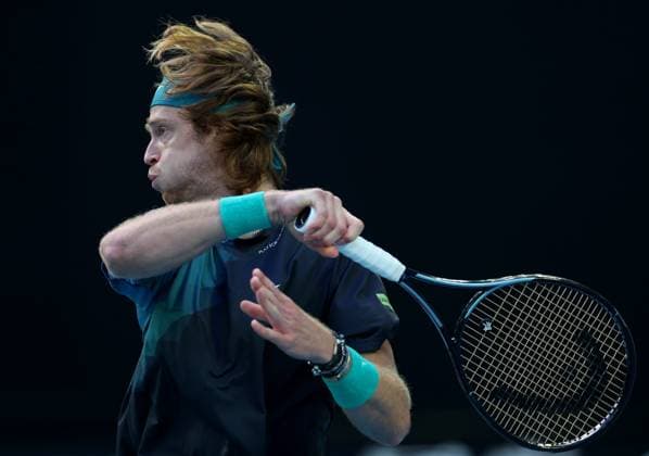 Andrey Rublev of Russia in action Australian Open, Day Eight, Tennis, Melbourne Park, Melbourne, Australia - 21 Jan 2024  Copyright: xEllaxLing Shutterstockx 14306288dx