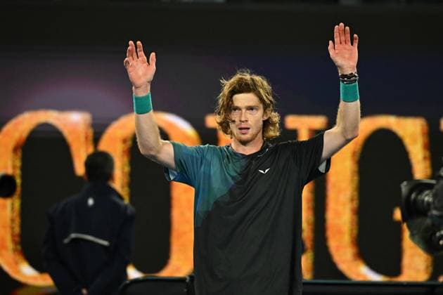2024 Australian Open - Melbourne Andrey Rublev (RUS) during his fourth round match at the 2024 Australian Open at Melbourne Park in Melbourne, AUSTRALIA, on January 21, 2024. Photo by Corinne Dubreuil ABACAPRESS.COM MELBOURNE  Copyright: xDubreuilxCorinne ABACAx