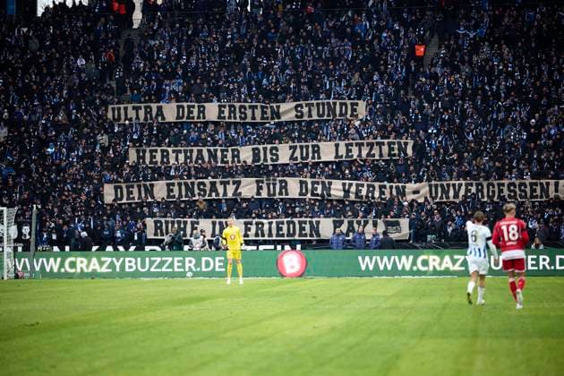 Hertha Ultras, GER, Hertha BSC vs Fortuna Duesseldorf, Soccer Men, 2 Bundesliga, Season 2023 2024, Matchday 18, 21 01 2024 DFL REGULATES PROHIBIT ANY USE OF PHOTOGRAPHS AS IMAGE SEQUENCES AND OR QUASI VIDEO GER, Hertha BSC vs Fortuna Duesseldorf, Soccer Men, 2 Bundesliga, Season 2023 2024, Matchday 18, 21 01 2024 Berlin Copyright: xEibner-Pressefotox xClaudiusxRauchx EP_CRH