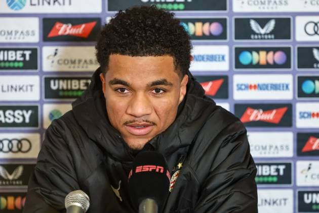 UTRECHT, 21-01-2024, Galgenwaard stadium, season 2023 2024 Dutch football Eredivisie, game between FC Utrecht and PSV, PSV player Malik Tillman during the press conference, PK, Pressekonferenz after the match Utrecht - PSV Utrecht - PSV  x23922732x Copyright: