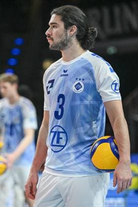 Berlin, Germany January 21, 2024 1 VBL 2023 2024 Berlin Recycling Volleys vs VfB Friedrichshafen In the picture Sergio Andres Carrillo VfB Friedrichshafen at the warmup Copyright: xFotostandx xReuhlx